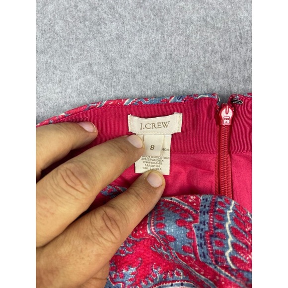 J. Crew No 2 Pencil Skirt Raj Paisley Red Blue Career Slim Fit Womens Size 8 - Picture 6 of 11